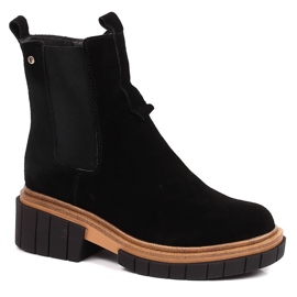 Botines de piel y ante para mujer con aislamiento negro Filippo