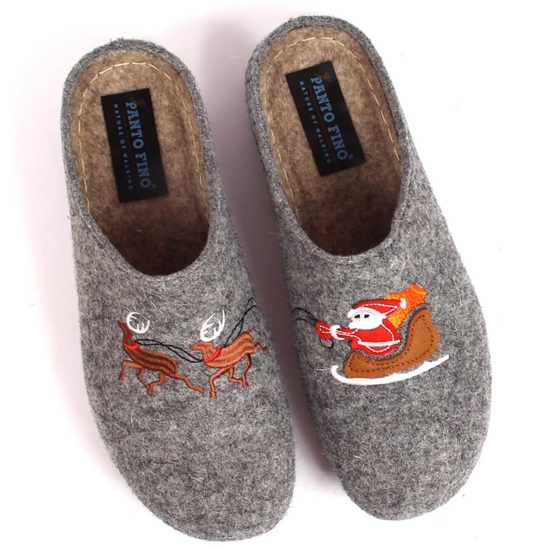 Zapatillas casa mujer fieltro Navidad gris Panto Fino KK267022