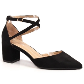 T.Sokolski Zapatos de tacón para mujer de ante con tacón en punta, negro
