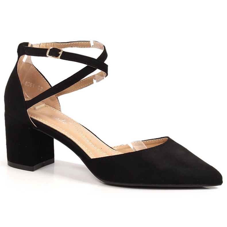 T.Sokolski Zapatos de tacón para mujer de ante con tacón en punta, negro