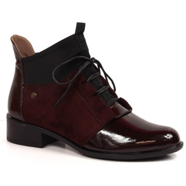 Botines Jezzi mujer tacón plano granate burdeos rojo