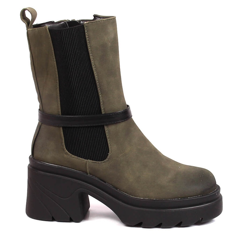 Botas Chelsea de mujer en el poste, verde cálido Jezzi, ante