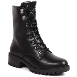 Jezzi Botas de mujer con chorros negros con chorros