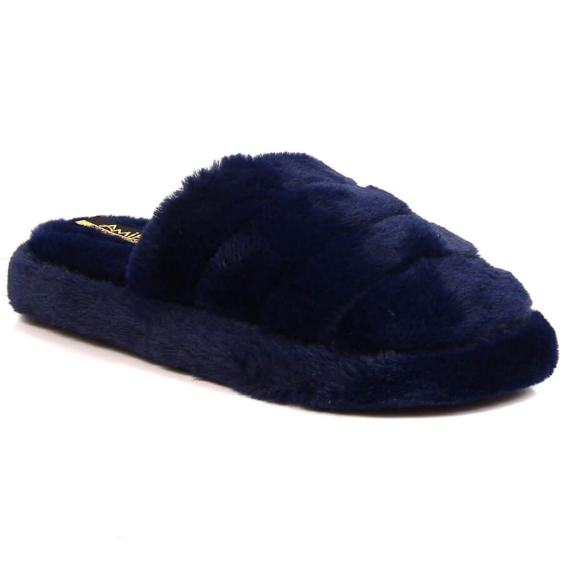 T.Sokolski Zapatillas de estar por casa de felpa azul marino para mujer T. Sokolski