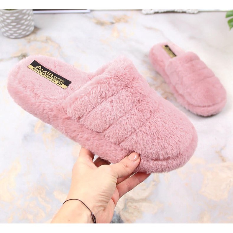 Zapatillas de estar por casa de felpa rosa para mujer T.Sokolski rosado