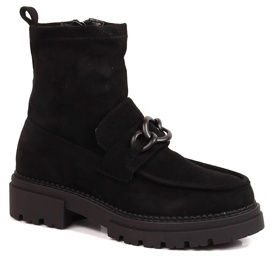 Mocasines cálidos negros de mujer Laura La.Fi de ante