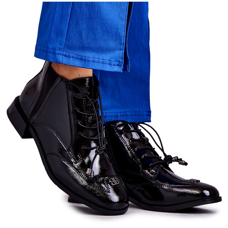 S.Barski Botines Charol Con Adorno, Negro