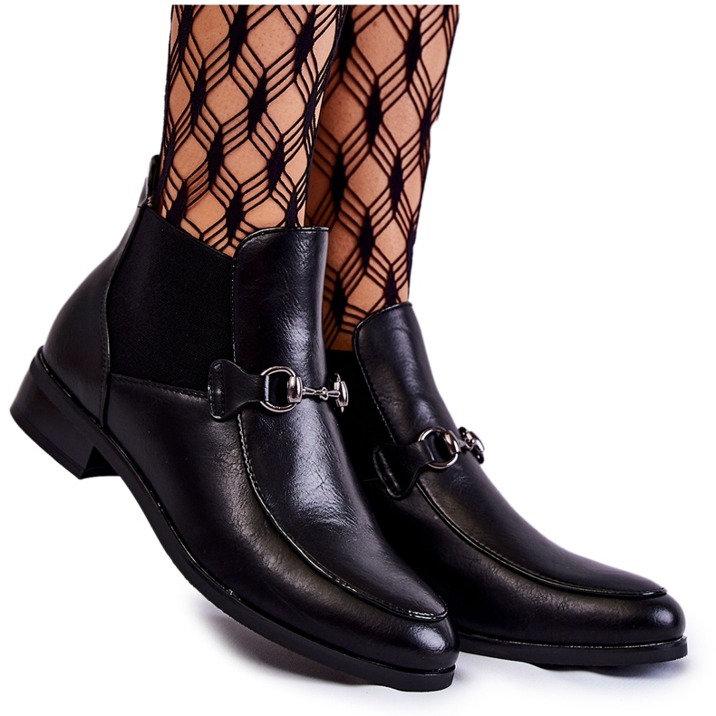 Vinceza Botines Planos Mujer Piel, Negro