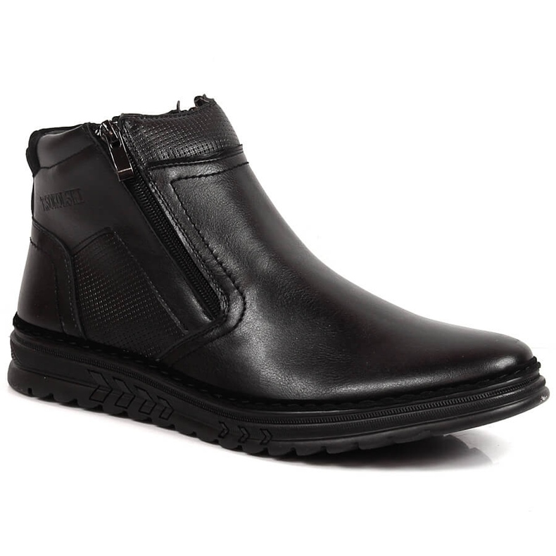 Zapatos de hombre en piel negra con cremalleras, T.Sokolski negro