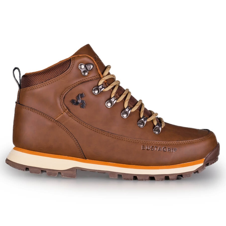 Zapatos trekking hombre piel marrón oscuro Bustagrip