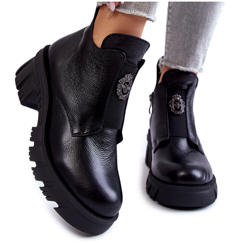 PL5 Botas De Mujer De Piel Con Adorno Maley Negro