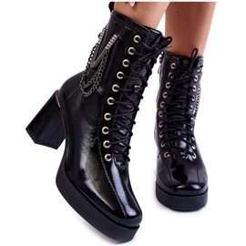 FILIPCZYK Botines de cuero aislados de moda con decoración, negro