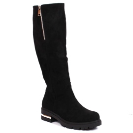 Filippo Botas de mujer de ante con cremallera, insuladas negras Potocki negro Filippo Botas de mujer de ante con cremallera, insuladas negras Potocki negro