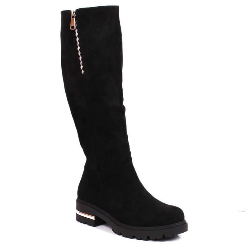 Filippo Botas de mujer de ante con cremallera, insuladas negras Potocki negro