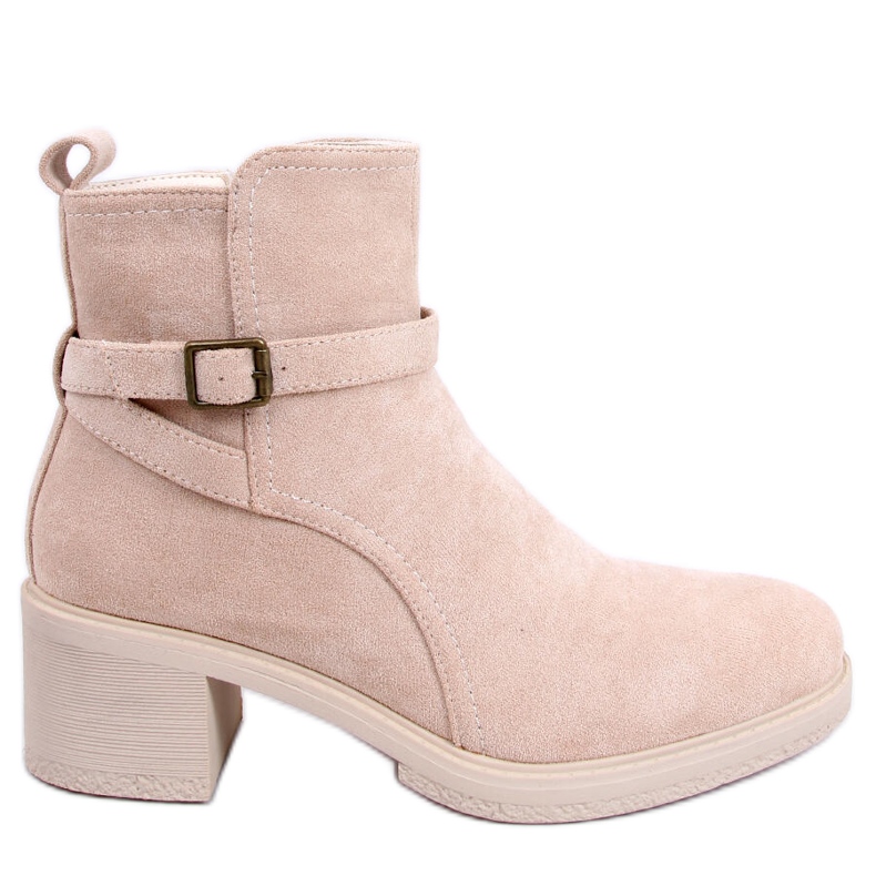PA1 Botines tacón ancho Aretha Beige