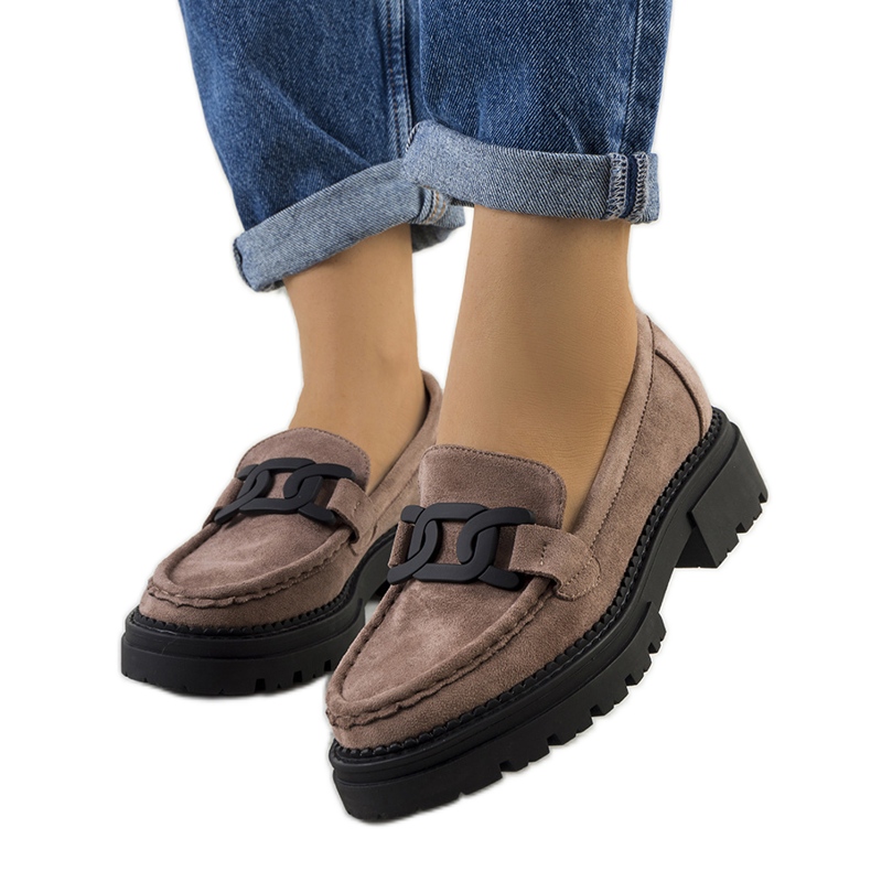 Zapatos marrones eco-ante beige