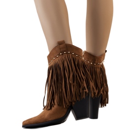 PA1 Bota cowboy camel con flecos Zanco marrón