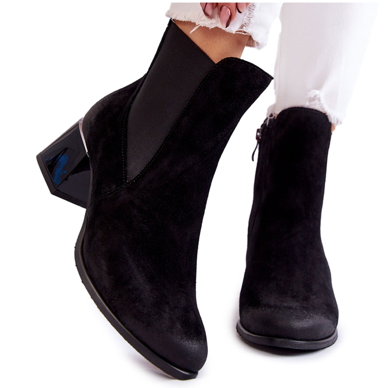 Botas Mujer Ante Con Tacón Berit Negro