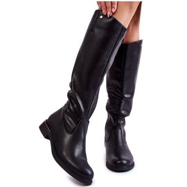 Sergio Leone Botas Mujer Piel Tacón Plano Negro Asturio