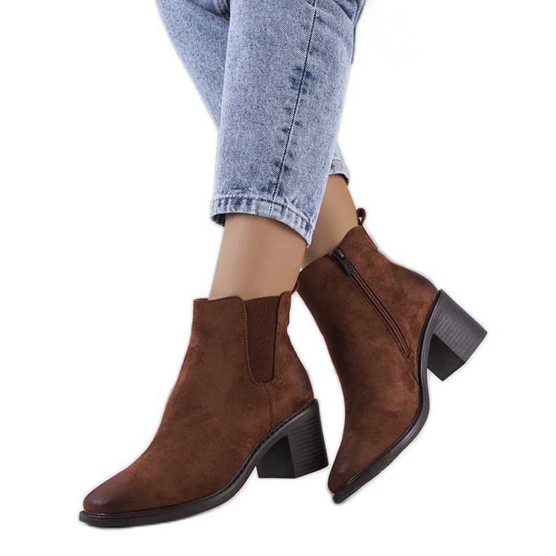 Botines marrones Luiza de tacón marrón