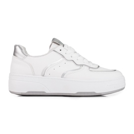 Zapatillas blancas Shelovet para mujer con suela gruesa. blanco plata