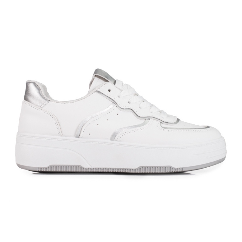 Zapatillas blancas Shelovet para mujer con suela gruesa. blanco plata