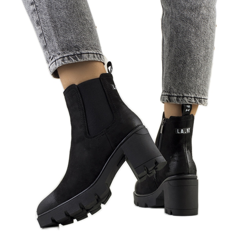 Botas de tacón en ante negras de Svelte negro