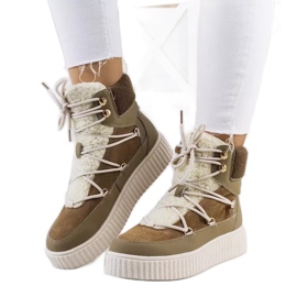 PA1 Botas de nieve verdes para mujer de Laursen beige marrón caqui
