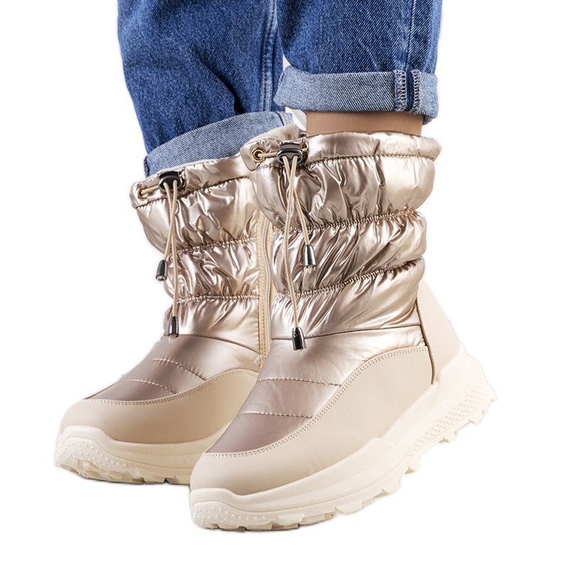 Botas de nieve doradas con puños Houle beige Botas de nieve doradas con puños Houle beige