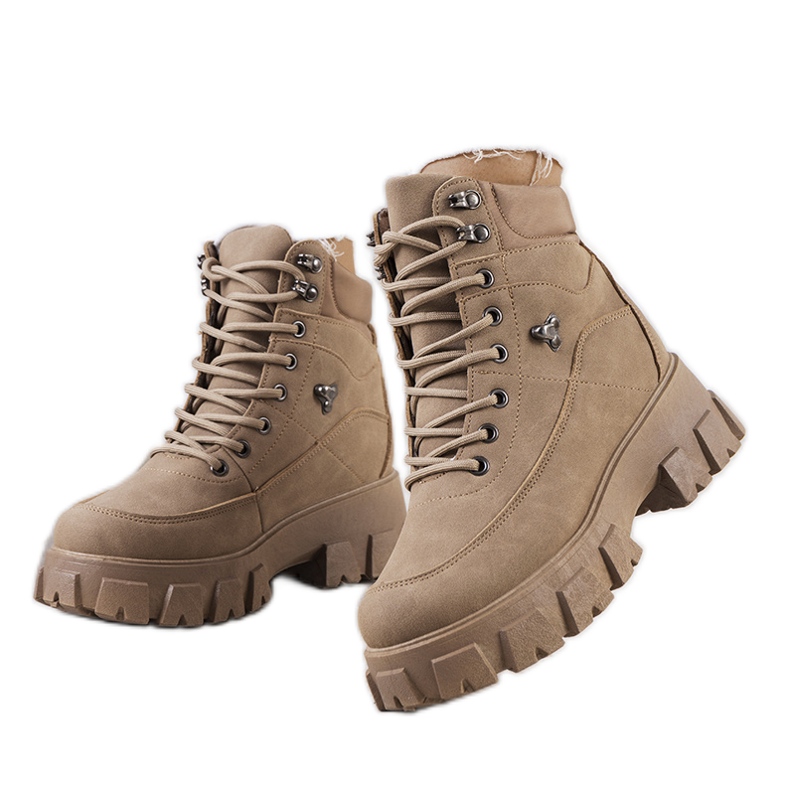 Botas de montaña de mujer Bisa marrones beige Botas de montaña de mujer Bisa marrones beige