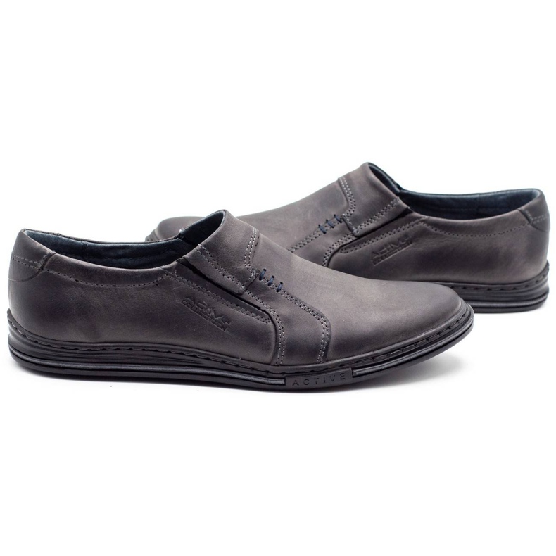 Polbut Zapatos de hombre cómodos fabricados en piel 334, gris.