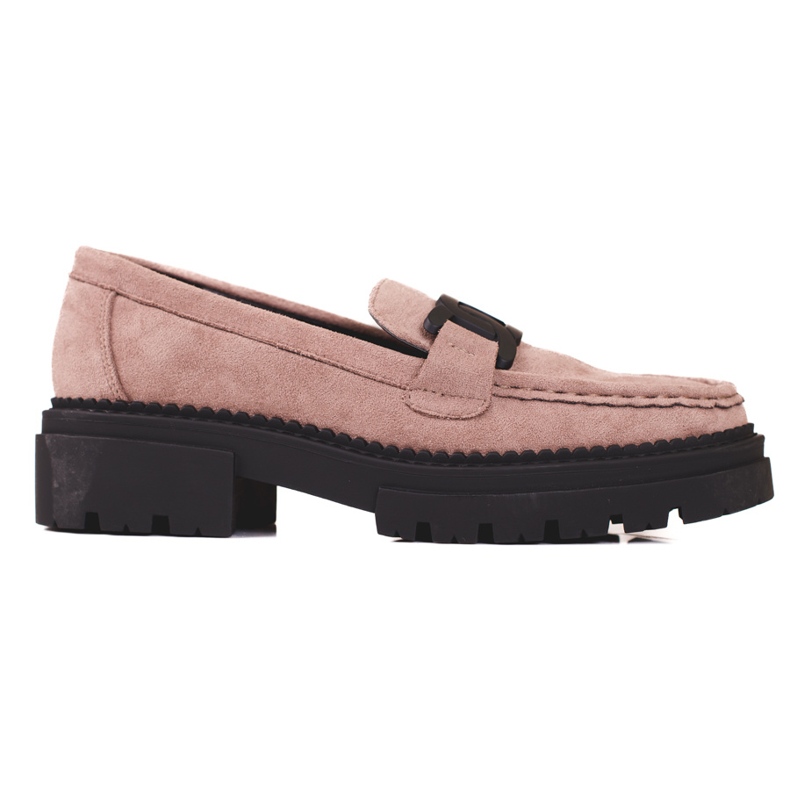 Mocasines mujer Shelovet beige sobre plataforma negra
