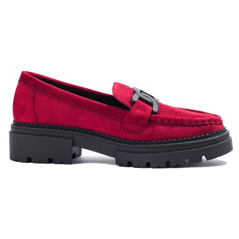 Mocasines de mujer Shelovet fucsia sobre plataforma negra rosado