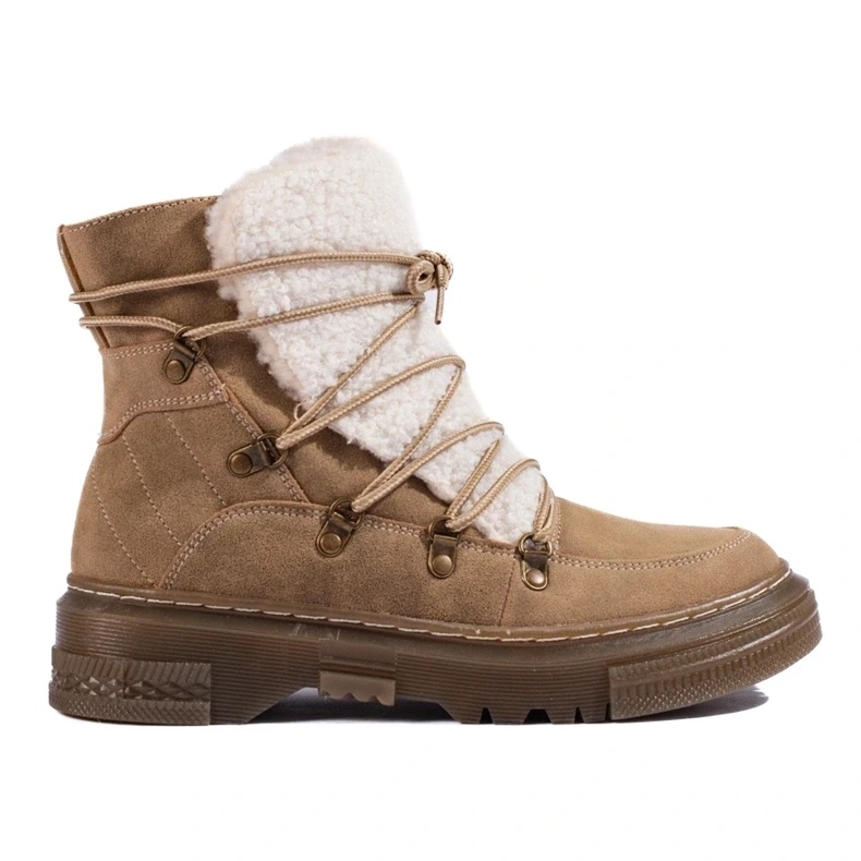 Botas de nieve de mujer marrones con piel de oveja. marrón Botas de nieve de mujer marrones con piel de oveja. marrón