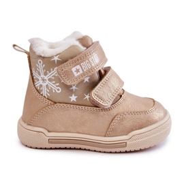 Botas Abrigadas Infantiles Con Velcro Big Star KK374189 Beige-Oro marrón