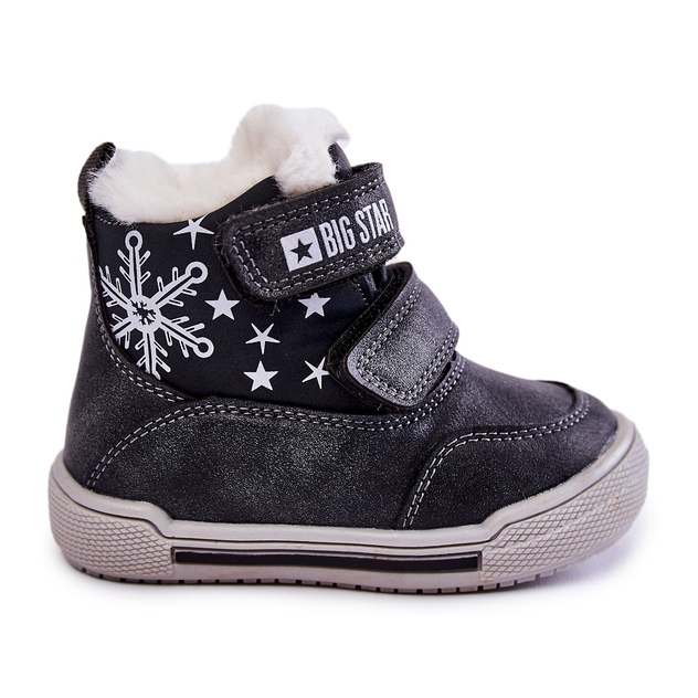 Botas Abrigadas Infantiles Con Velcro Big Star KK374191 Negro