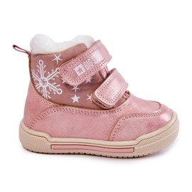 Botas Abrigadas Infantiles Con Velcro Big Star KK374188 Rosa rosado