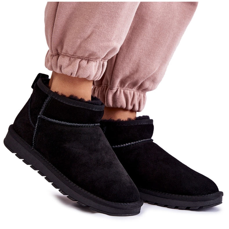 Botas De Nieve Bajas De Ante Para Mujer Black Shelie negro