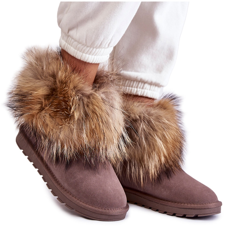Botas De Nieve De Mujer De Ante Con Pelo Gris Alexa beige