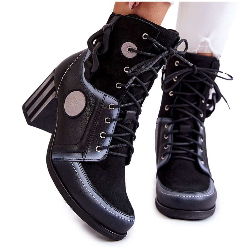 Botas de mujer en piel Maciejka 05599-01 Negro multicolor