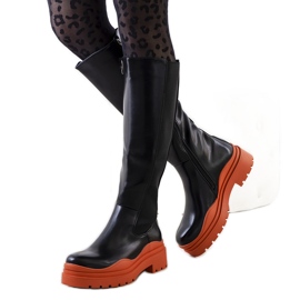 PA1 Botas negras sobre una colorida suela Pura negro PA1 Botas negras sobre una colorida suela Pura negro