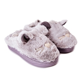 WJ1 Pantuflas Infantiles Gatos Con Orejas Tammy Gris