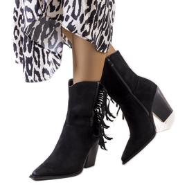 PA1 Bota cowboy negra con flecos Cerda negro