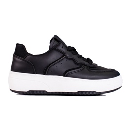 Zapatillas deportivas negras Shelovet para mujer con suela gruesa. negro