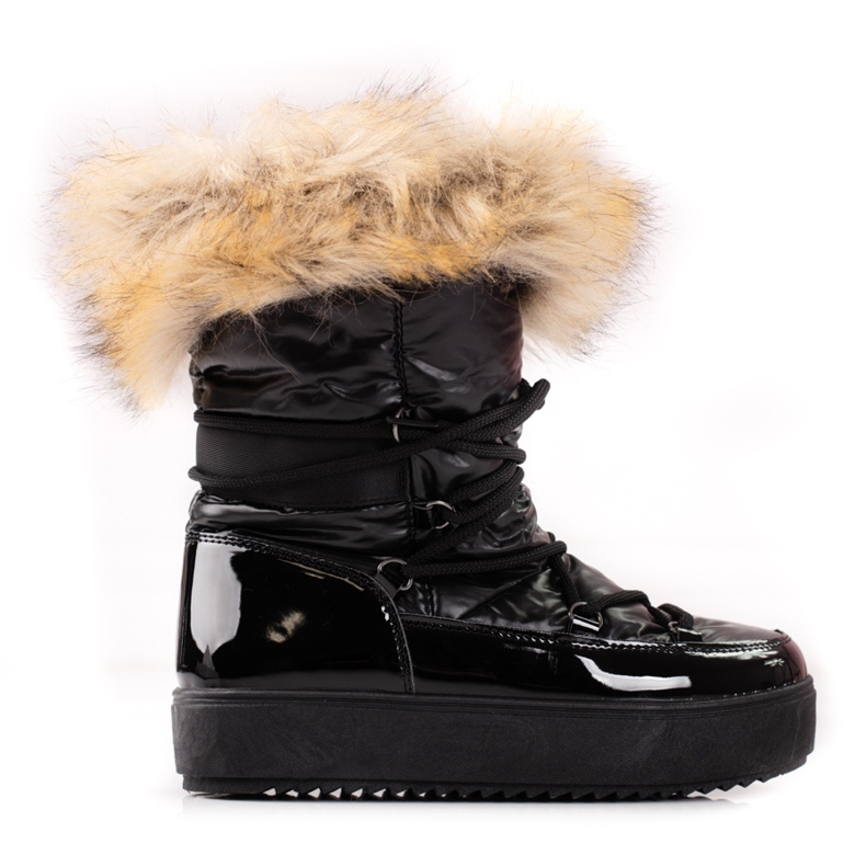 Botas de nieve de mujer con plataforma y pelo Shelovet negro