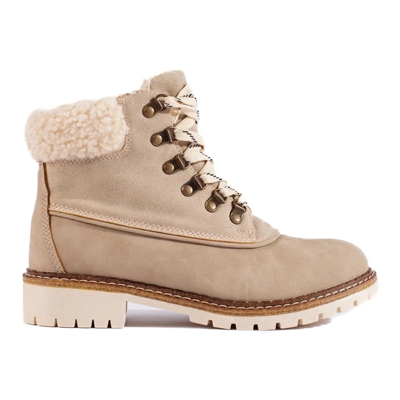 Botas de montaña de mujer con piel de cordero marrón