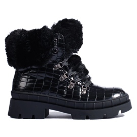 Botas de mujer negras con pelo. negro Botas de mujer negras con pelo. negro