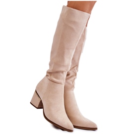 PS1 Botas Clásicas Ante Cremallera Leyette Beige Claro