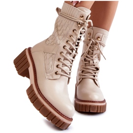 PE1 Botas Altas De Mujer Con Cremallera Beige Enroe