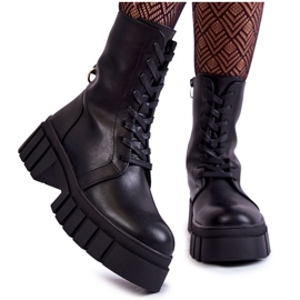 Sergio Leone Botas Calientes De Cuero En La Plataforma Telisa Negra negro